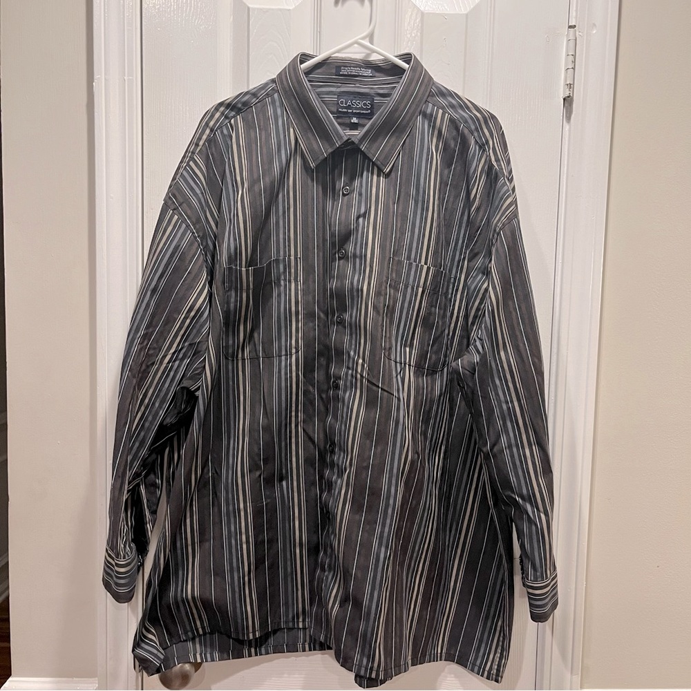 Falcon Bay Classics striped Long Sleeve Button down dress casual Shirt 3XL